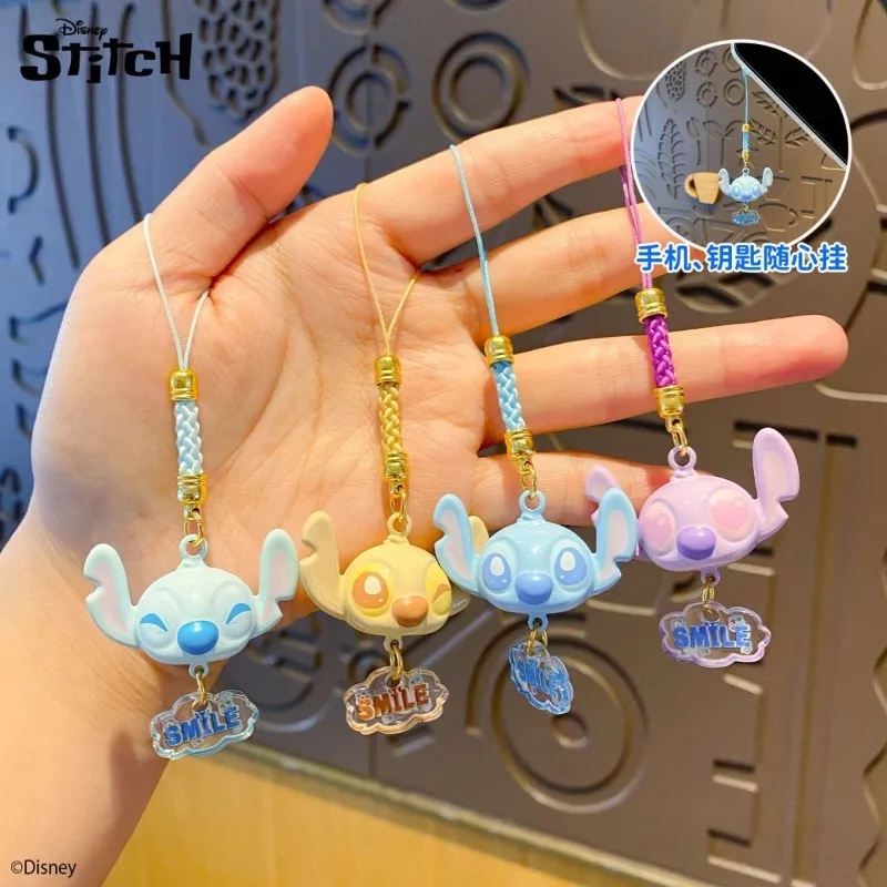 

Disney Stitch Bell Keychain Phone Case Rope Pendant Cute Cartoon Anime Figures Key Chain Backpack Decoration Keyring Lovers Gift
