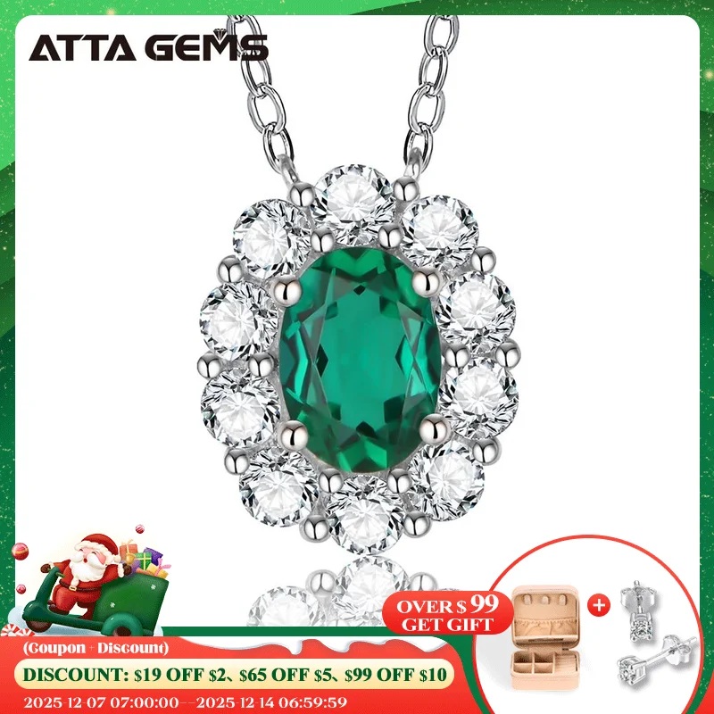 

ATTAGEMS Vintage 100% 925 Sterling Silver 7*5 MM 1CT Emerald Created Moissanite Gemstone Pendant Necklace Fine Jewelry Wholesale