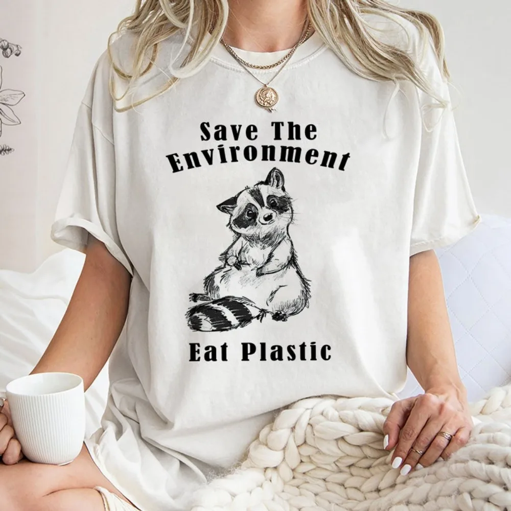 Save The Environment Eat Plastic T Shirt Trending Unisex Tee Shirt Unique Shirt Gift Funny Raccoon Save The Environment Tees