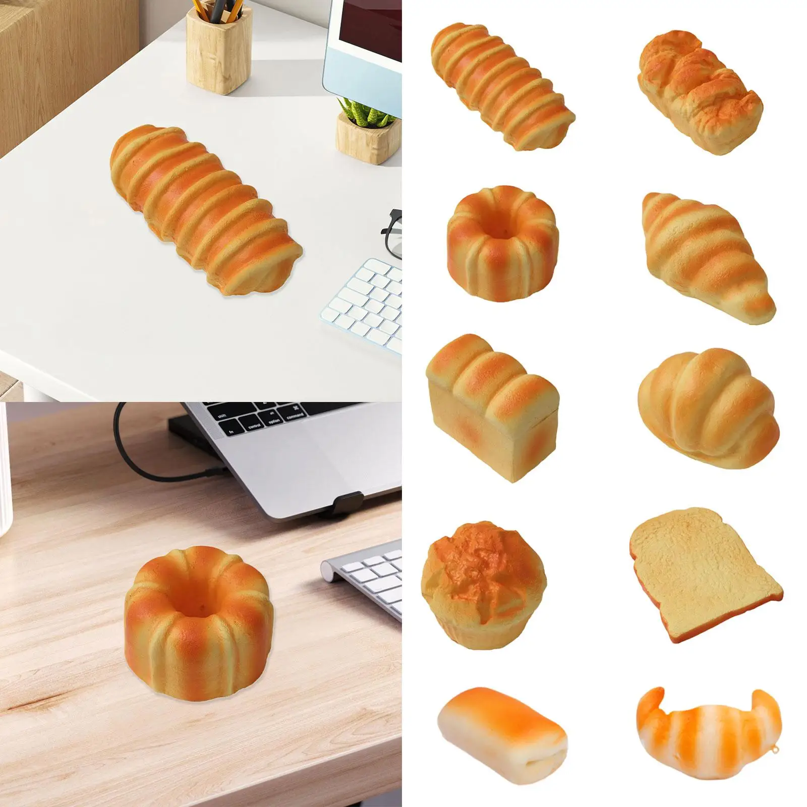 Soft Toast Bread Shape Squishes Toy Relaxing Sensory Fidget Funny Bread Stress Toy for Adults Kids Children Teens Basket Filler