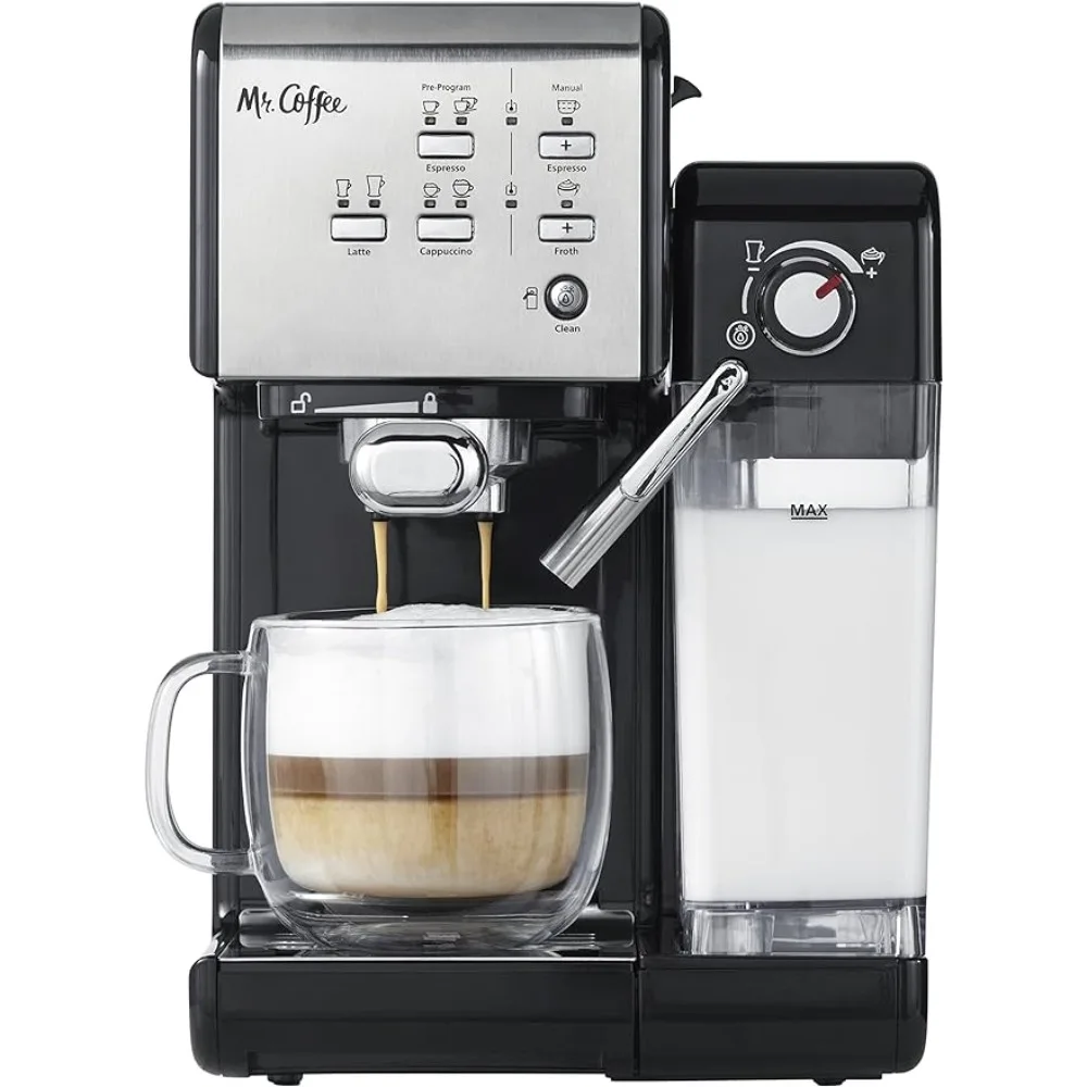 

Espresso and Cappuccino Machine, Programmable Coffee Maker with Automatic Milk Frother and 19-Bar Pump, Stainless Steel