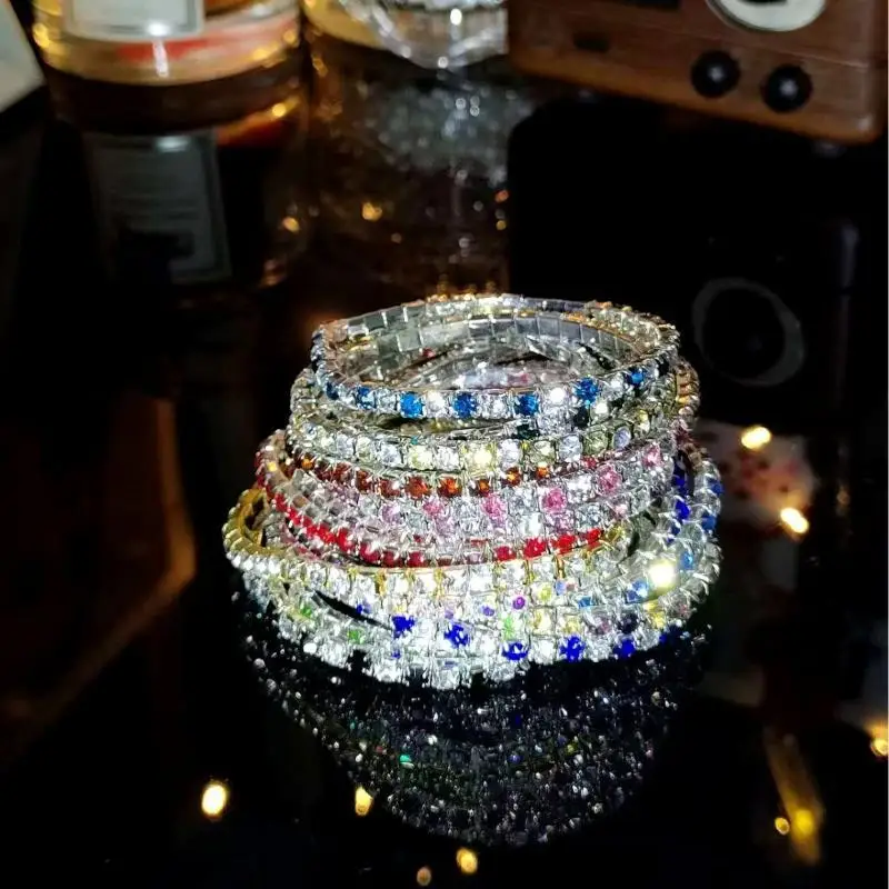 Women's Shiny Full Rhinestone Stretch Bracelet Elegant Beaded Jewelry for Summer Daily Wear Party Dating Gifts