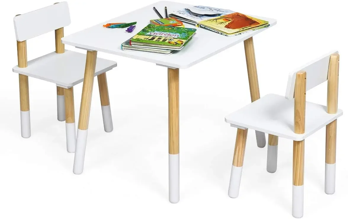 Kids Table and Chair Set, Wooden Table Furniture for Toddler Drawing Reading Arts Crafts Snack Time, Boys & Girls Gift f