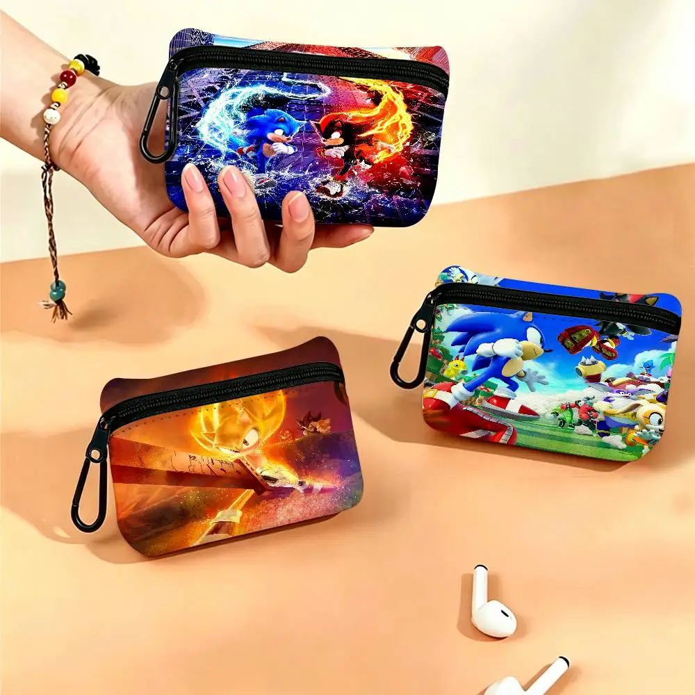 Game S-Sonic Movie Daily Carry Oxford Fabric Small Coin Purse Multi-use Storage Pouch For Keys Cards Coins