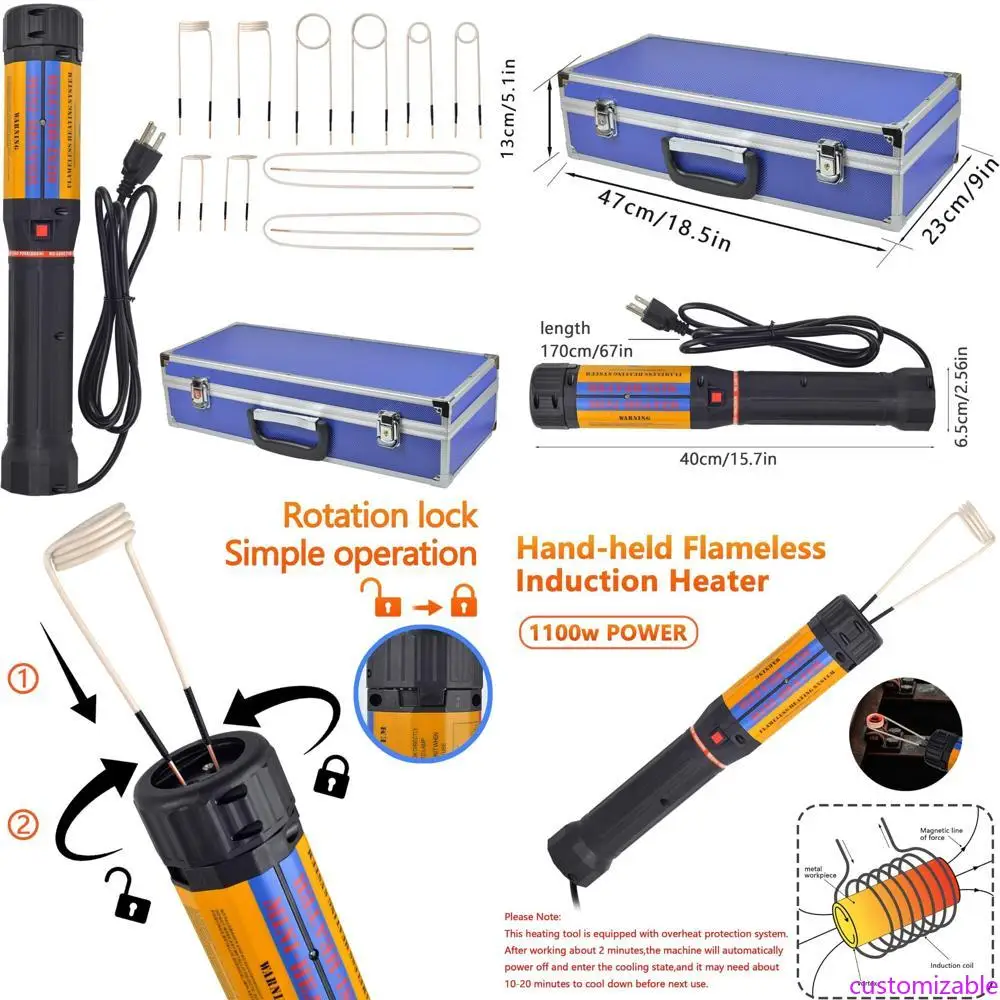 

Инструмент индукционного нагрева мощностью 1100 Вт с 10 магнитными катушками для удаления автомобильных болтов и удаления ржавчины