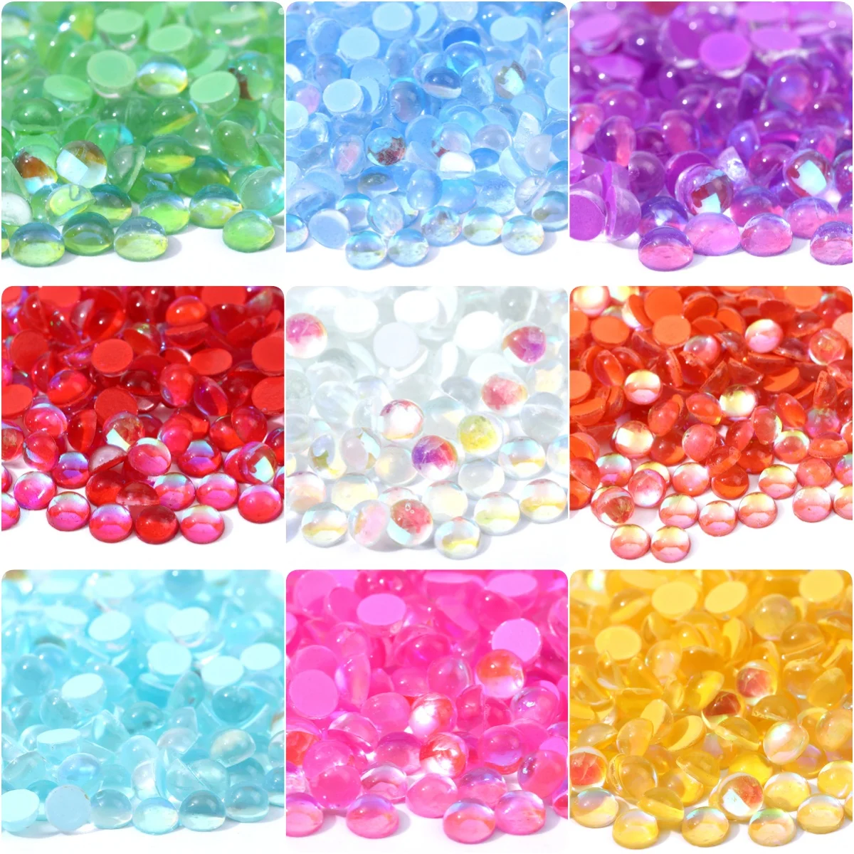 1440pcs SS6 Glass Charm Mini Mermaid Beads FlatBack Half Round Rhinestones Nail Art Decorations Crystal Gems Glitter Accessory