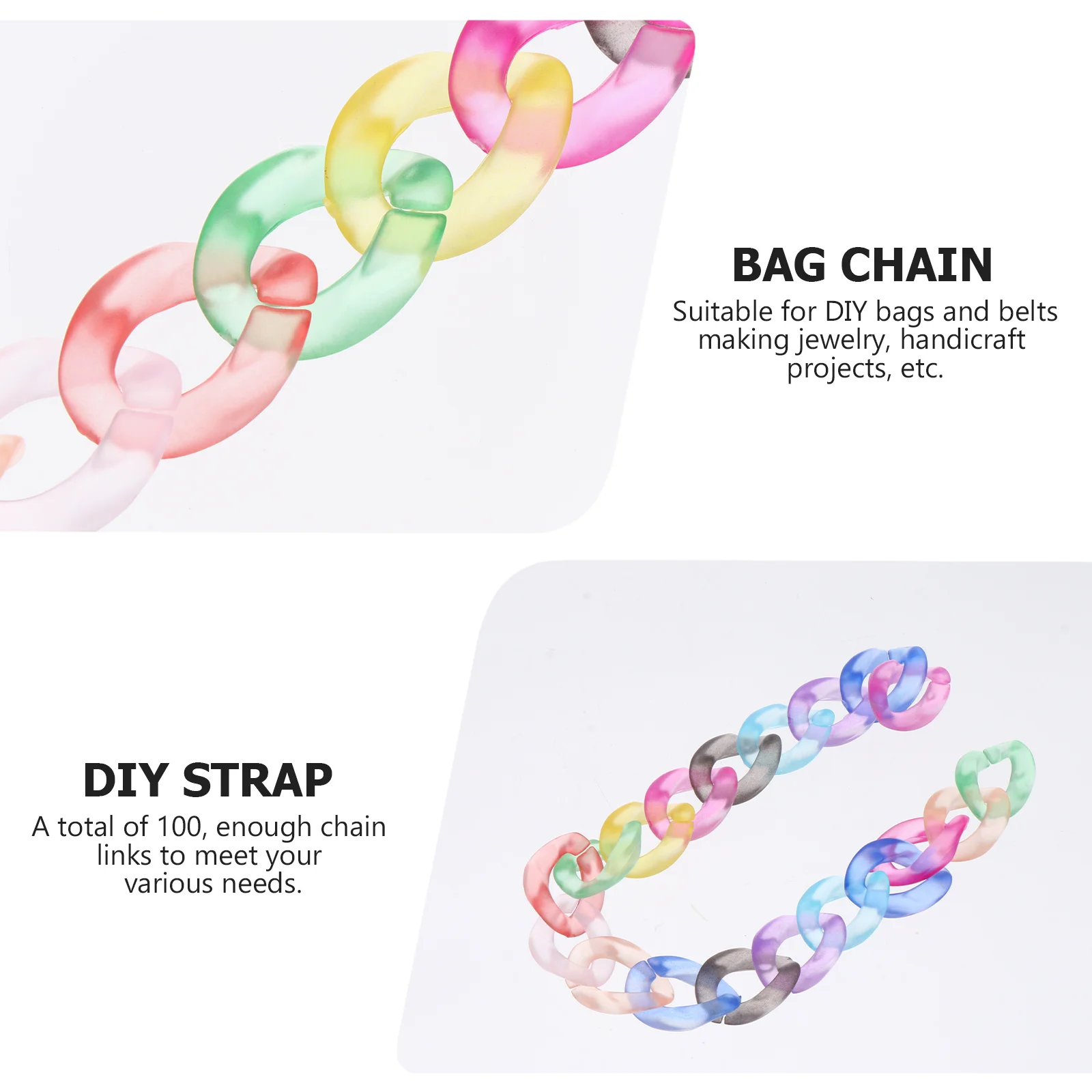 100Pcs Acrylic Chain Linking Rings Durable Bag Chain Rings for Shoulder Straps and Craft Projects Acrylic Link Ring