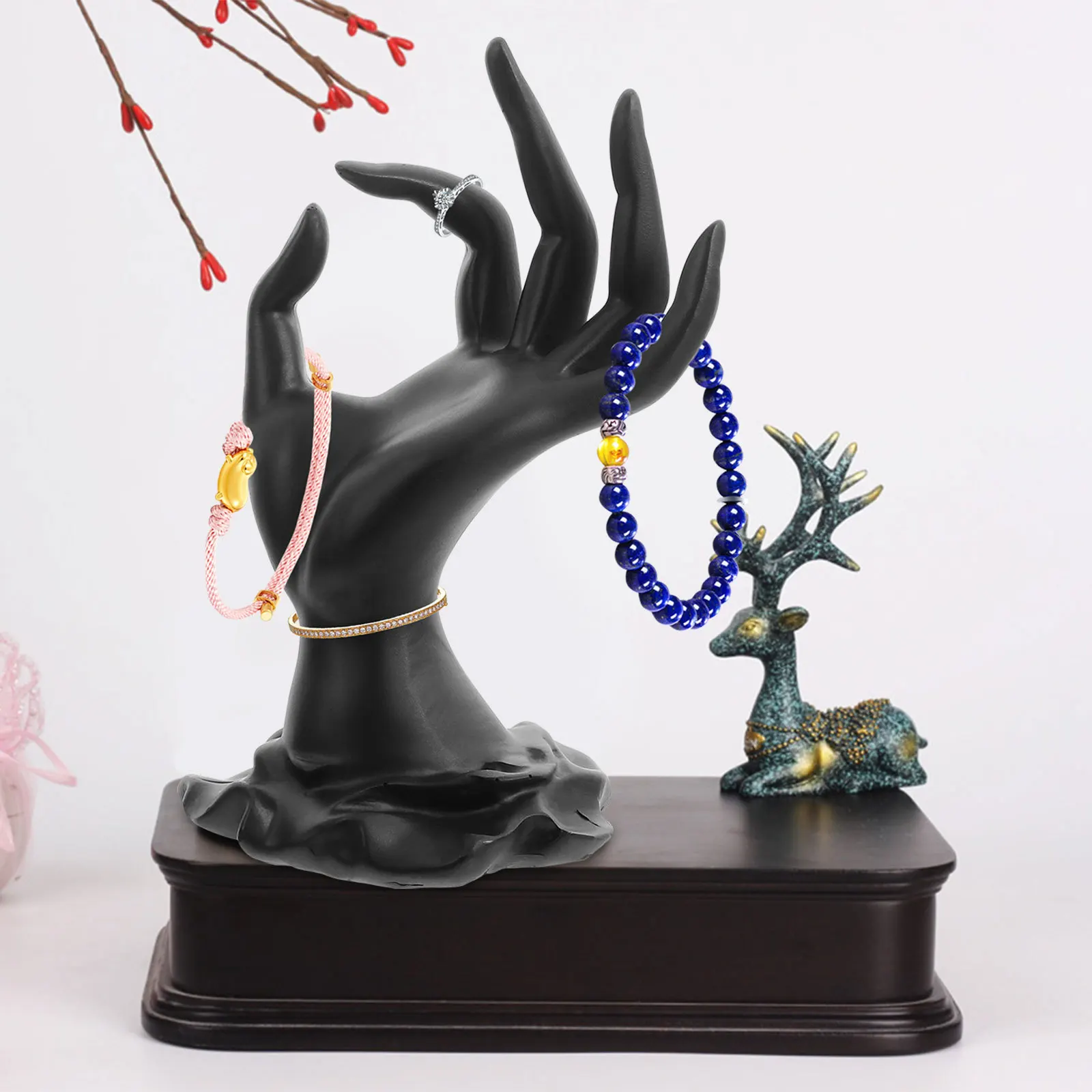 

1Pcs Resin Ok Gesture Jewelry Display Rack Black Bracelet Ring Holder Durable Desktop Organizer Ring Display Stand