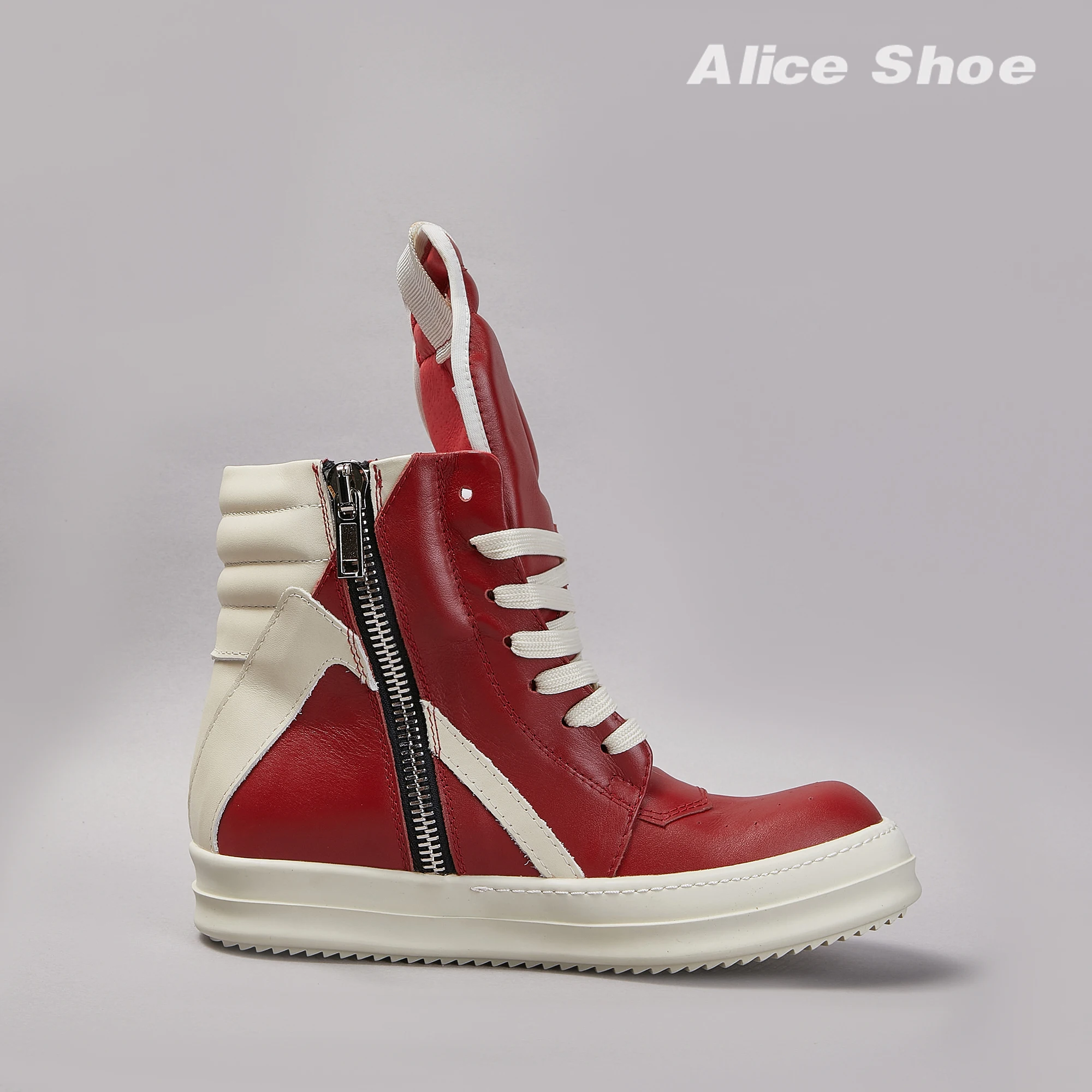 Ricks scarpe da uomo Casual High Top Sneaker da donna stivaletto rosso di qualità owen Geobasket Zip in pelle stringata scarpa piatta con suola