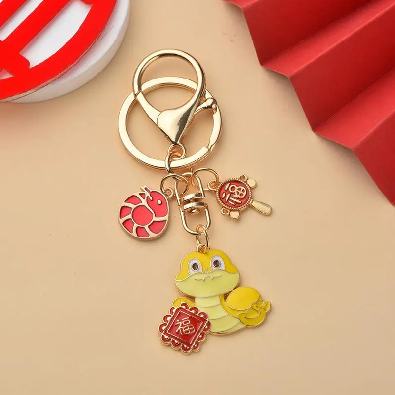 2025 Snake Keychain 2025 Year of the Snake Charm Feng Shui Mascot Hangable Pendants Keyholder for Car Bag Ornaments Decor