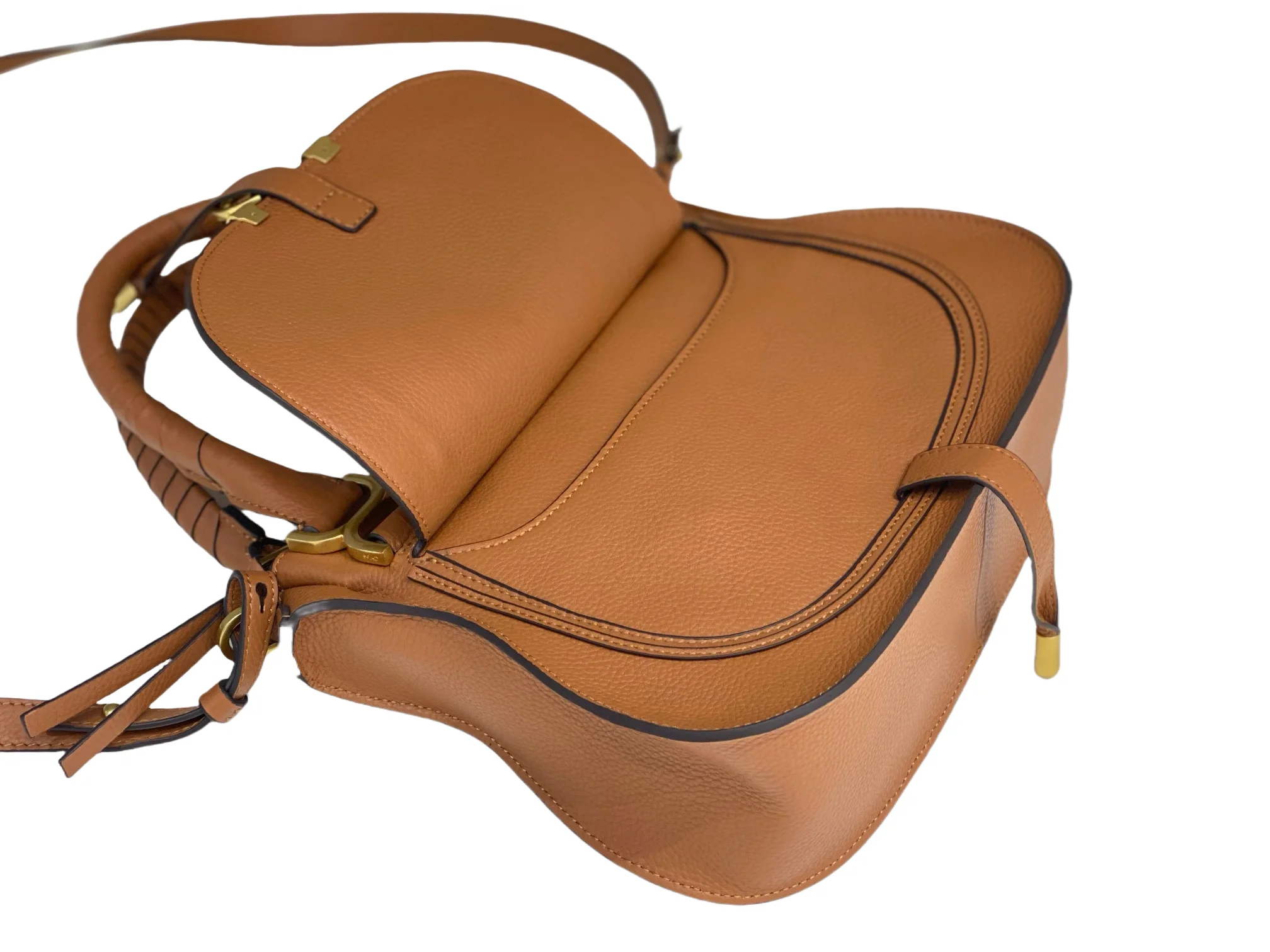 Women's Calfskin Vintage Hardware Saddle Bag Large Capacity Canvas Lining Casual Versatile Hand Shoulder Crossbody High Quality