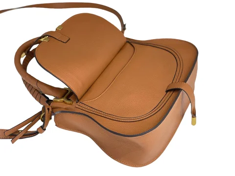 Dam sadelväska i kalvskinn, vintage-hårdvara, stor kapacitet, kanvasfoder, avslappnad, mångsidig, hand- och axelväska, crossbody, hög kvalitet 10 best sales cloe-väska - №9