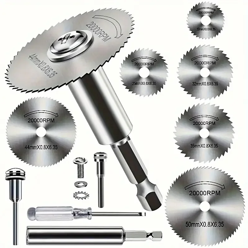 

High-Speed Steel Saw Blades 10PCS, 1/4" Hex Shank Universal Fit for Grinders, Metal/Wood/Plastic Cutting Discs, Durable Rotary