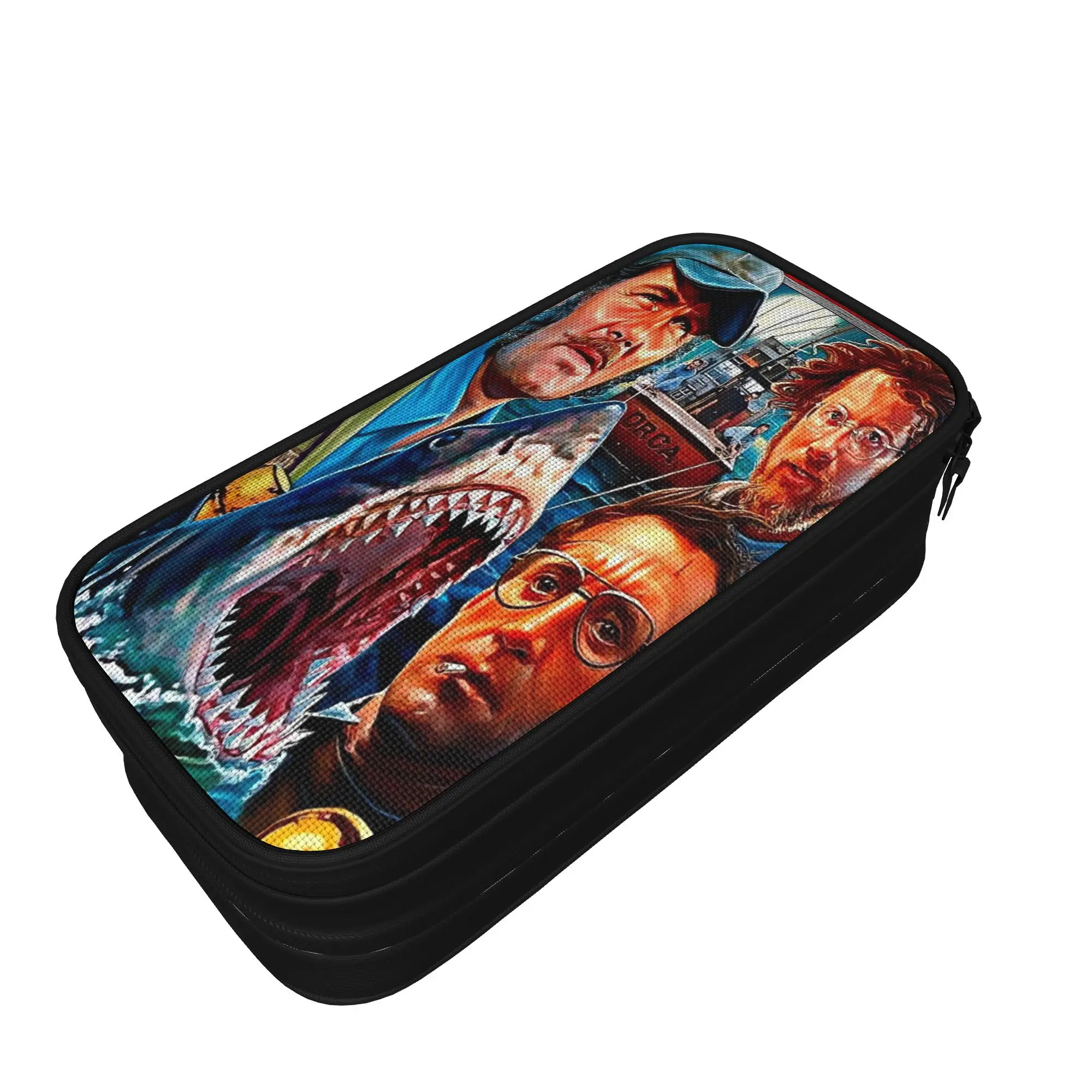 Jaw-Shark Classic Film Amity Island Pencil Case  Canvas Pencil Box Girls Boys Lovely Large Capacity School Pencil Cases