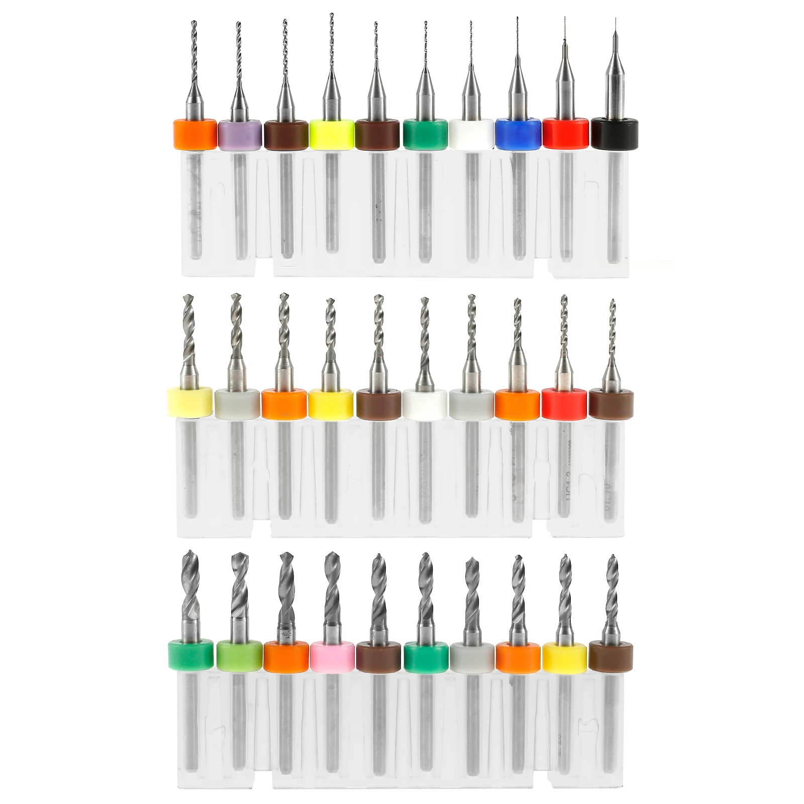 30Pcs PCB Drill Bits Set 0.1mm-3.0mm Wear-Resistant Micro Twist Drill Bits 1/8inch Shank Spiral Flute Drill Bits Portable Mini