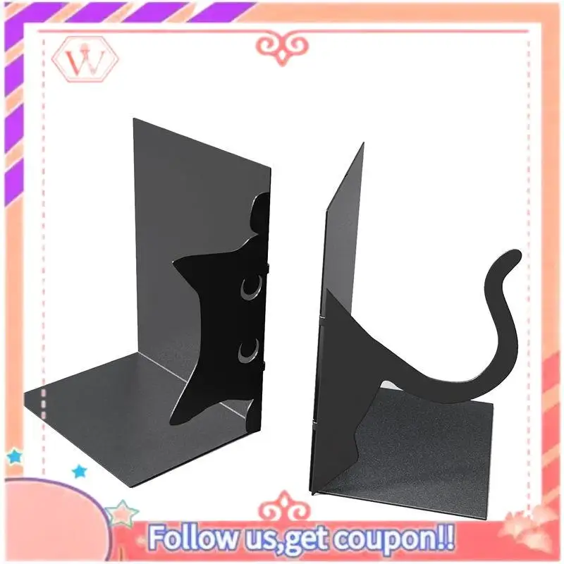 AT84-1 PCS Cute Cat Book Ends,Decorative Book Ends, Book Ends Black For Shelves,Bookshelf Decorative Objects,Home Desk Bookshelf