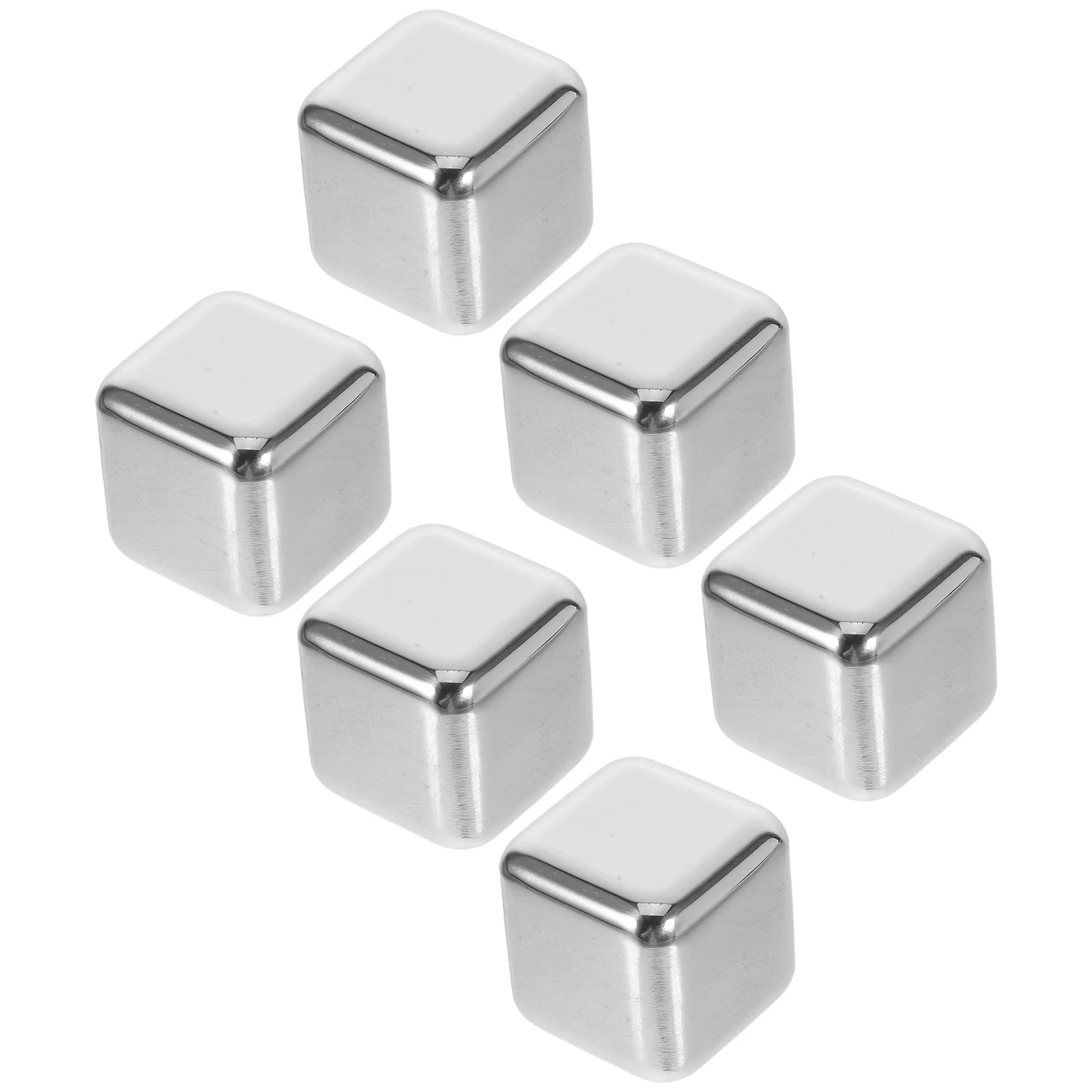 

6pcs Stainless Steel Ice Stones Chillers Reusable Cubes for Whiskey Beverages Parties Home Use Kitchen Bar