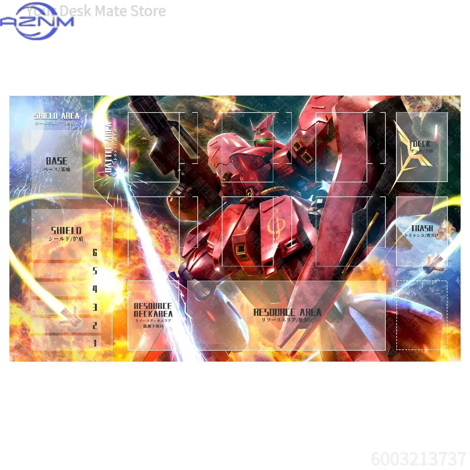 Space Duel Mecha Robot TCG Playmat, Two Fighting Robots With Light Sabers Non-Slip Rubber Card Game Table Mat