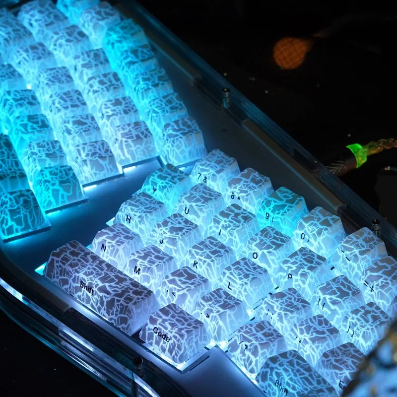 "Ice crack 2.0" keycap pattern light transmission custom mechanical magnetic axis keyboard cap Amazon cross-border