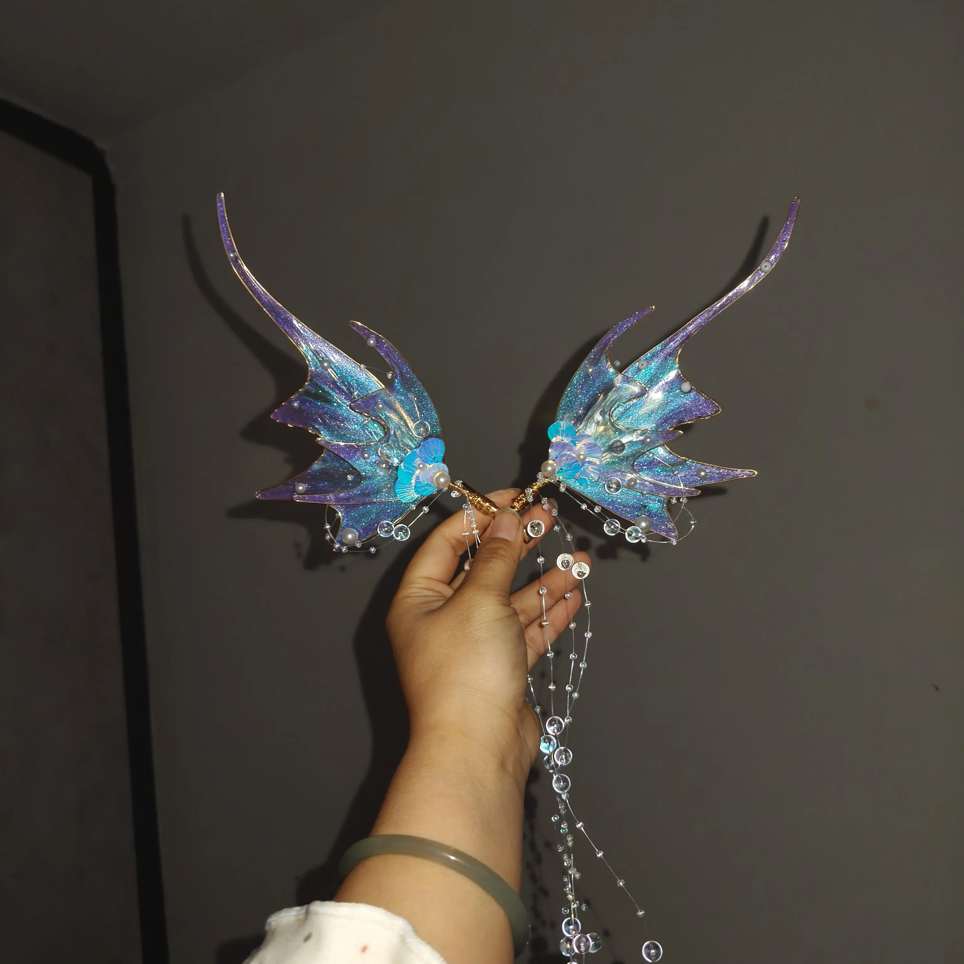 Love and Deep Space Cosplay Qi Yu Derived Mermaid Ear Hanfu Headwear Love and Deep Space Mermaid Ear Mermaid Ji Earrings Cosplay