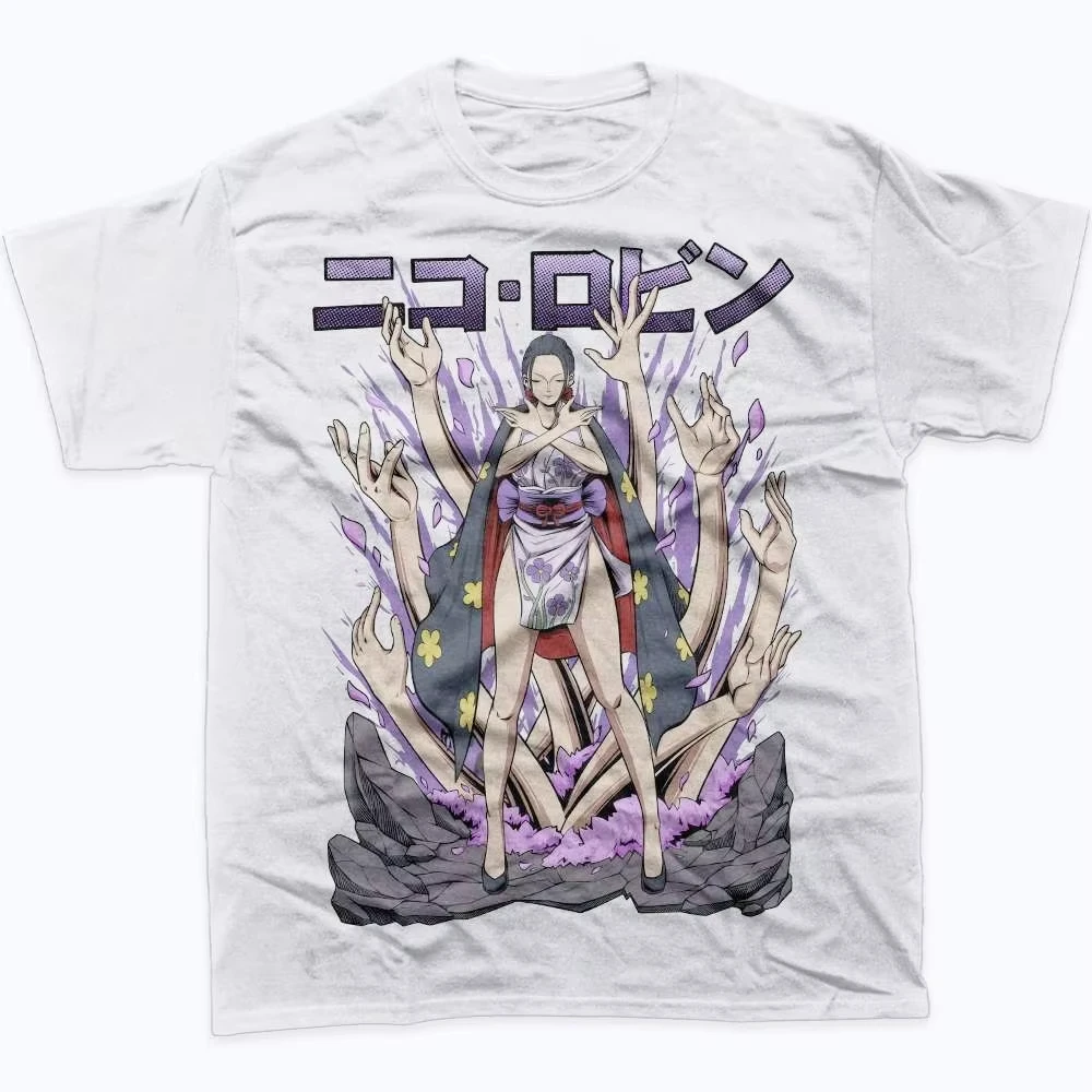 One Piece Men Women Cotton Nico Robin Print T-shirt Summer Anime Tee 2026 Short-sleeved Retro Harajuku Y2K Streetwear Tee Tops