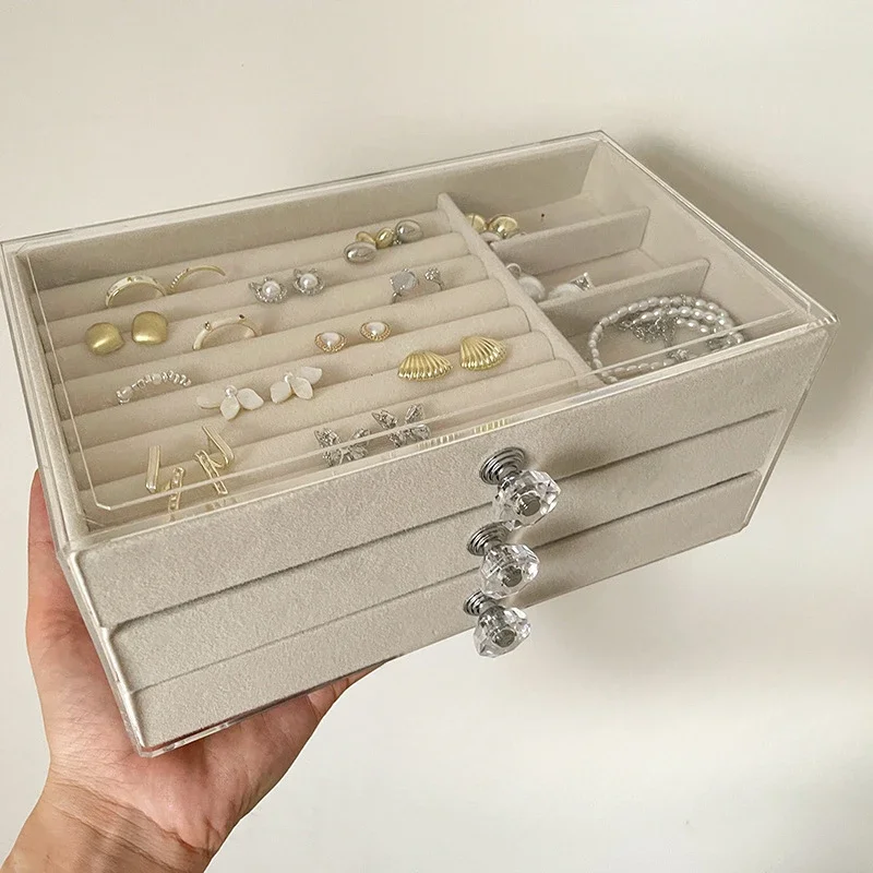 Premium multi-layer anti-oxidation jewelry box, high-end exquisite earrings, necklace, bracelet, jewelry storage box