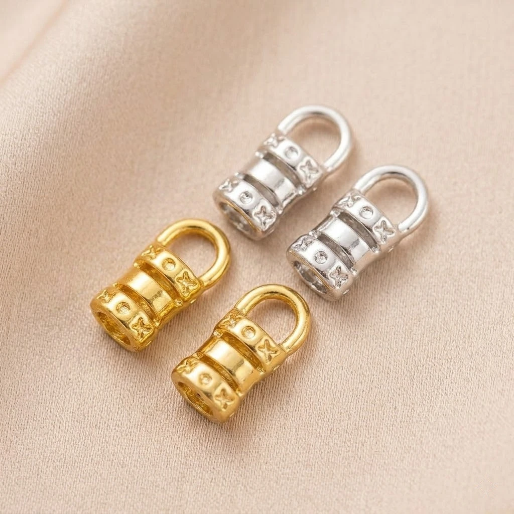 10 Stück 18K Gold Messing Quetschverschlüsse mit Schlaufe, Kordel-Endkappen, Clip für Lederkordeln und Ketten, DIY Schmuckherstellung – Detail 3