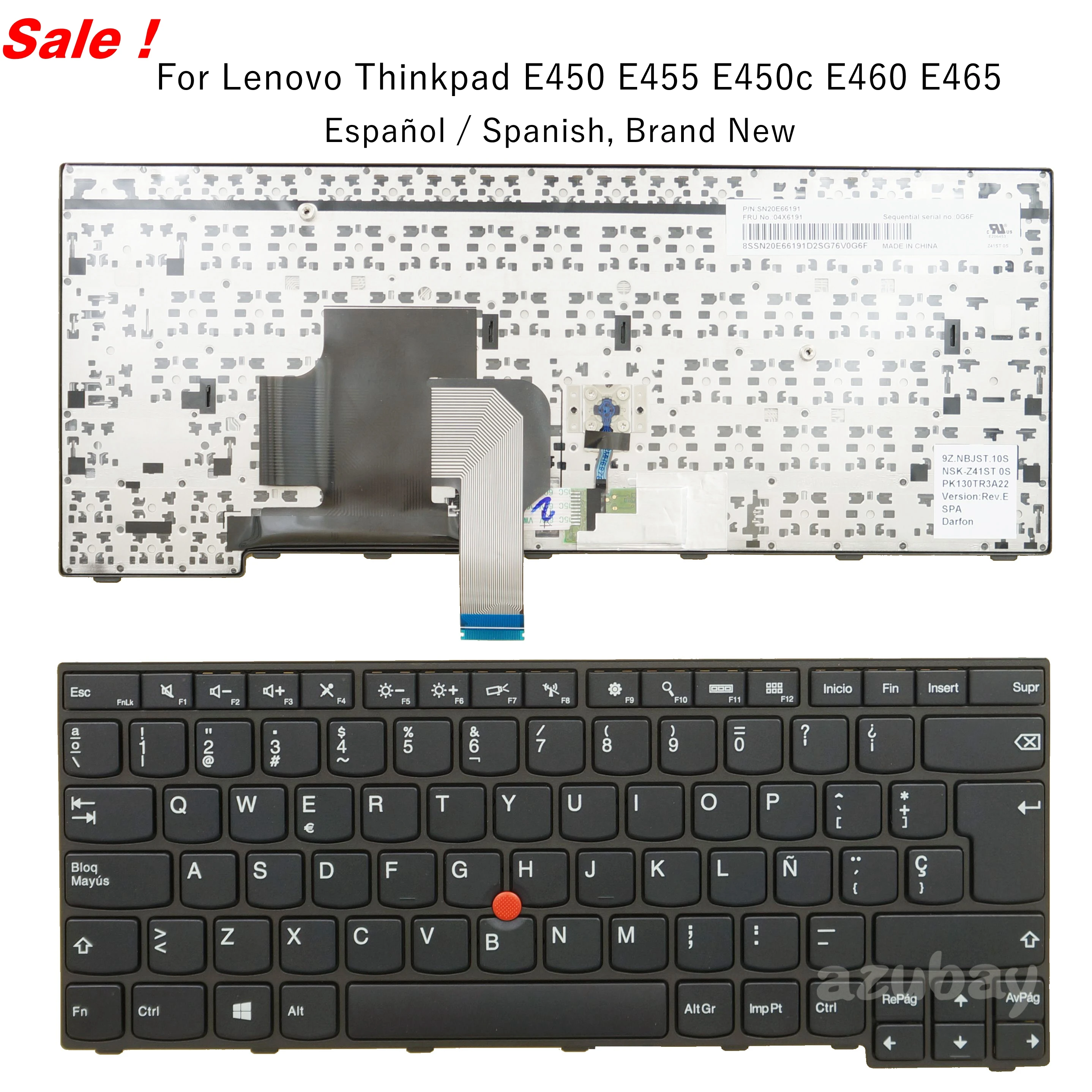 Spanish SP Laptop Keyboard for Lenovo Thinkpad E450 E455 E450c E460 E465 04X6191 04X6151 04X6111 Fit 04X6104 04X6144 04X6184