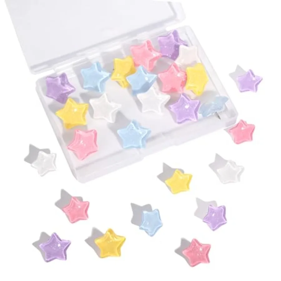 Cute Star Push Pins for Cork Board 30 Pack