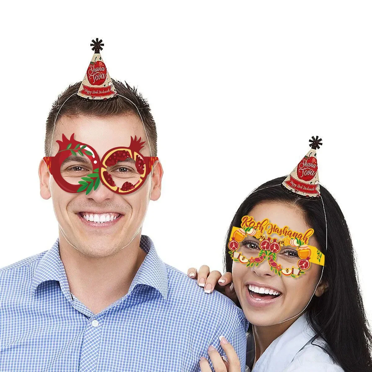 8 sztuk żydowska impreza sylwestrowa dekoracja papierowe okulary szczęśliwa Rosh Hashanah rekwizyt fotograficzny okulary papierowe okulary Shana Tova