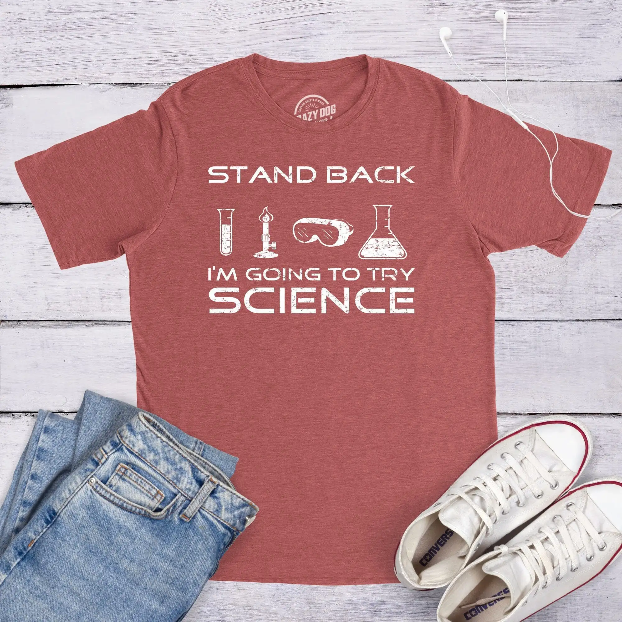 Scientist T Shirt Funny Science Stand Back Im Going To Try Teacher Mens