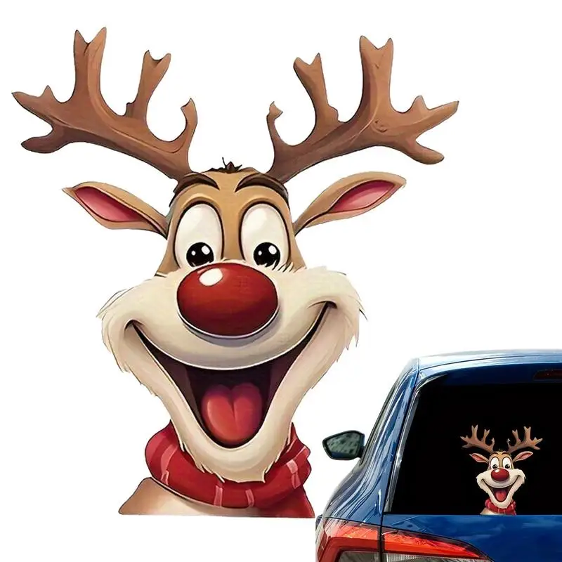 

Рождественские наклейки для автомобиля, водостойкая Рождественская наклейка с изображением лося, Рождественский декор автомобиля, наклейки для украшения автомобиля, рождественские автомобильные аксессуары для