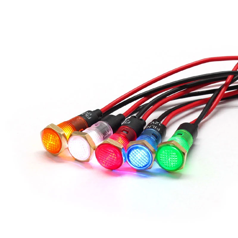 FILN 8mm 12V 24V 110V 220V  Led Light Indicator Lamp Pilot Light Signal Light Plastic Indicator Lights A Spectrum of Signal