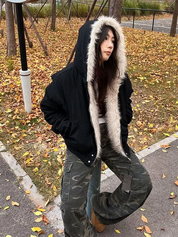 hiver-thiened-chaleur-col-de-fourrure-a-capuche-coton-jaet-americain-retro-college-faion-design-sens-banlieue-coupe-ample-fermeture-eclair