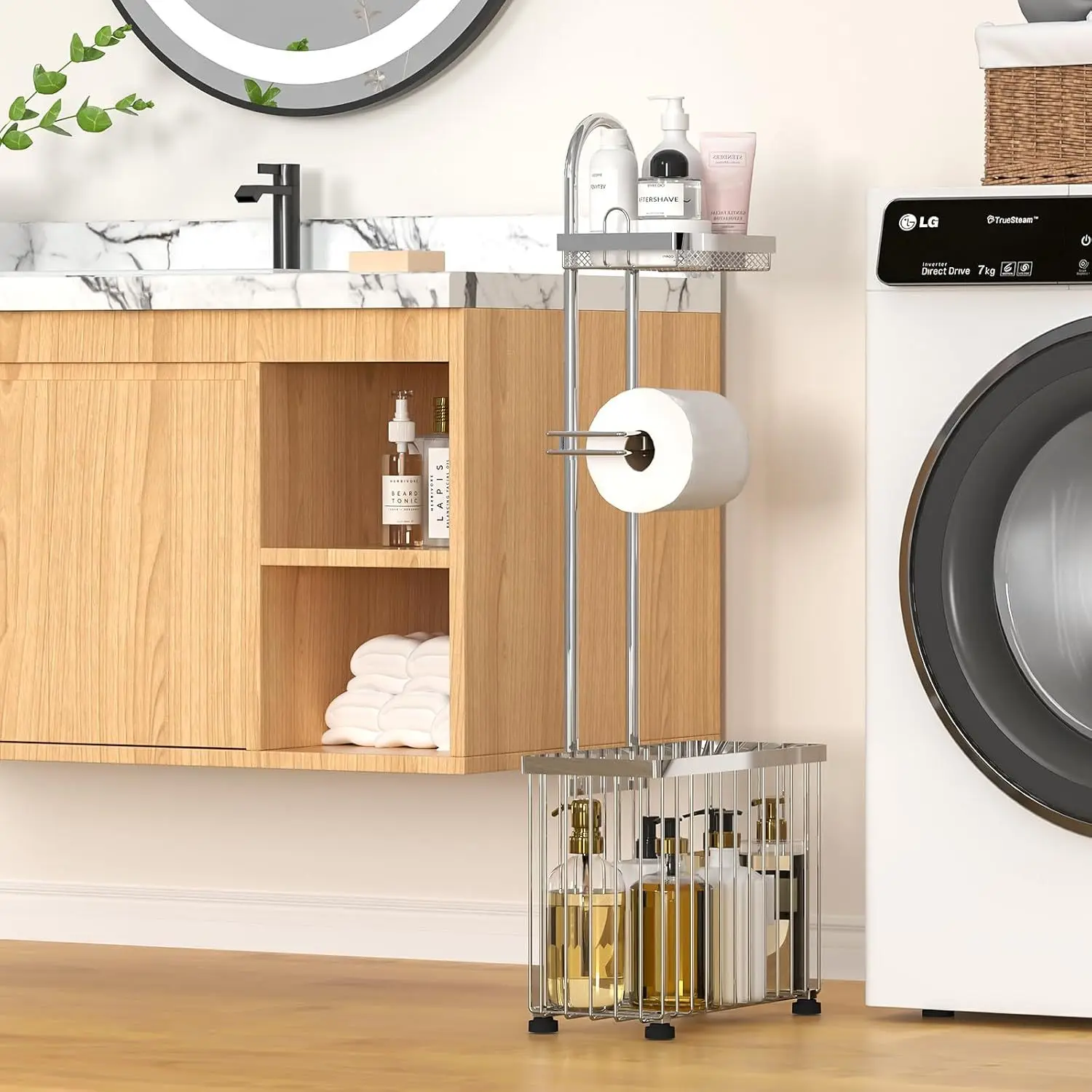 Freestanding Toilet Paper Holder Modern Simple Floor Standing Multi-layer Bathroom Storage Rack Vertical Tissue Holder Bathroom