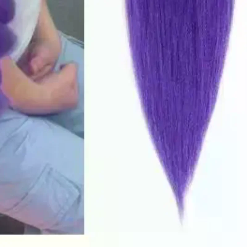 26 بوصة شعر مستعار تأثيري KPOP رومي طويل الأرجواني مضفر فستان اكسسوارات DIY بها بنفسك ذيل حصان جديلة مقاومة للحرارة شعر مستعار اصطناعي