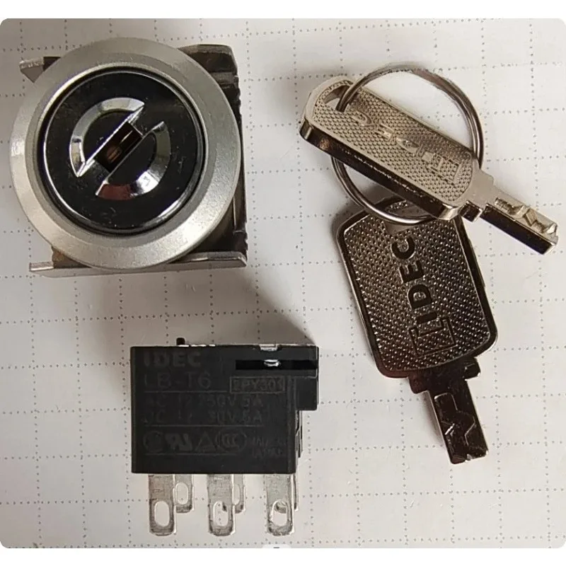 Three-position Maintained Key Switch Controller with DPDT - 6P Soldering Terminals, Universal for Teach Pendant