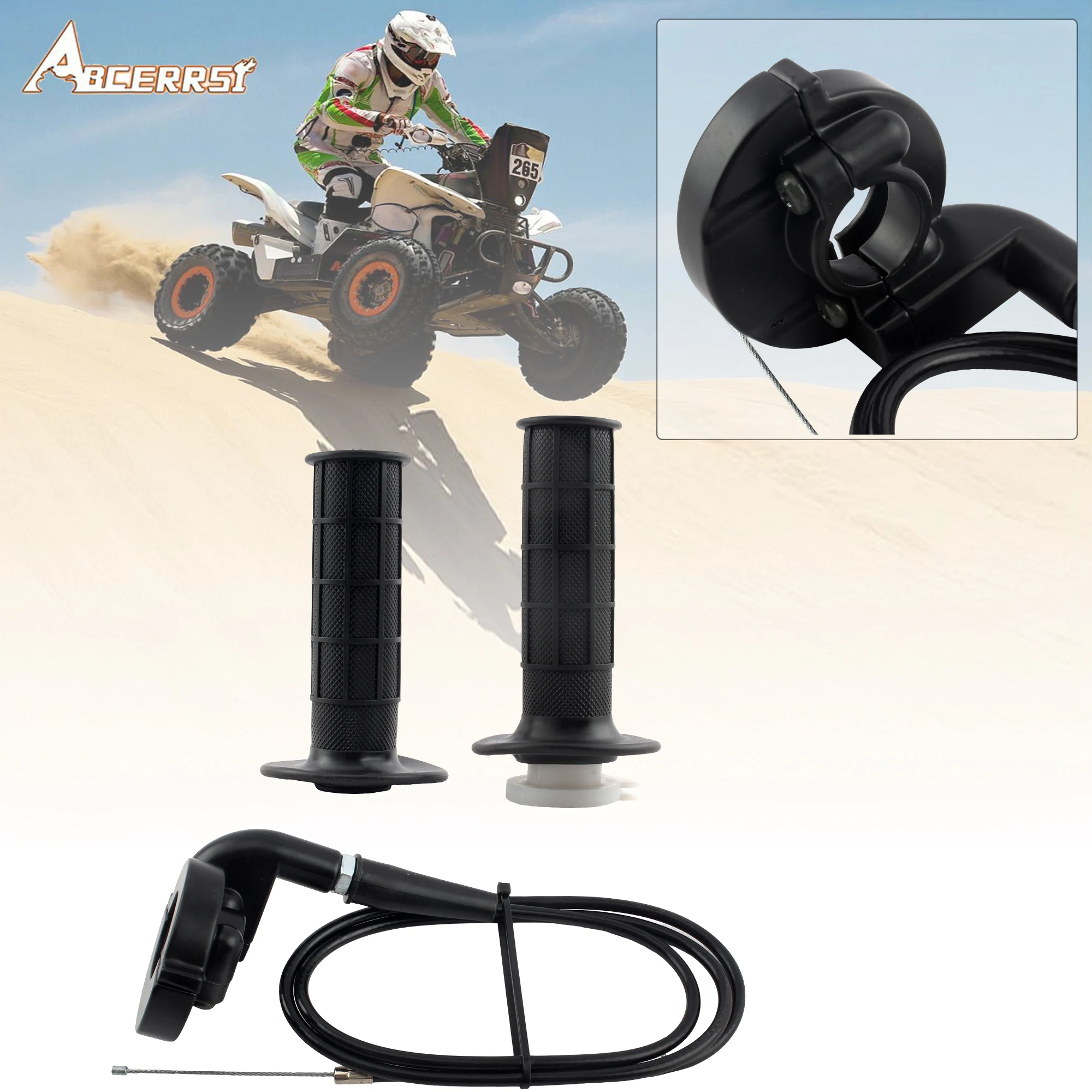 

7/8" 22mm ATV UTV Grips Throttle Accelerator Handle Grips and Cable Set Handle Bar Universal Dirt Pit Bike Accessories