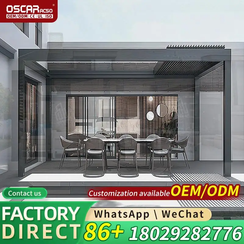 Modern Luxury Customized Outdoor Aluminum Motorized Retractable Roof Pergola for Terrace Garden Patio pergolas