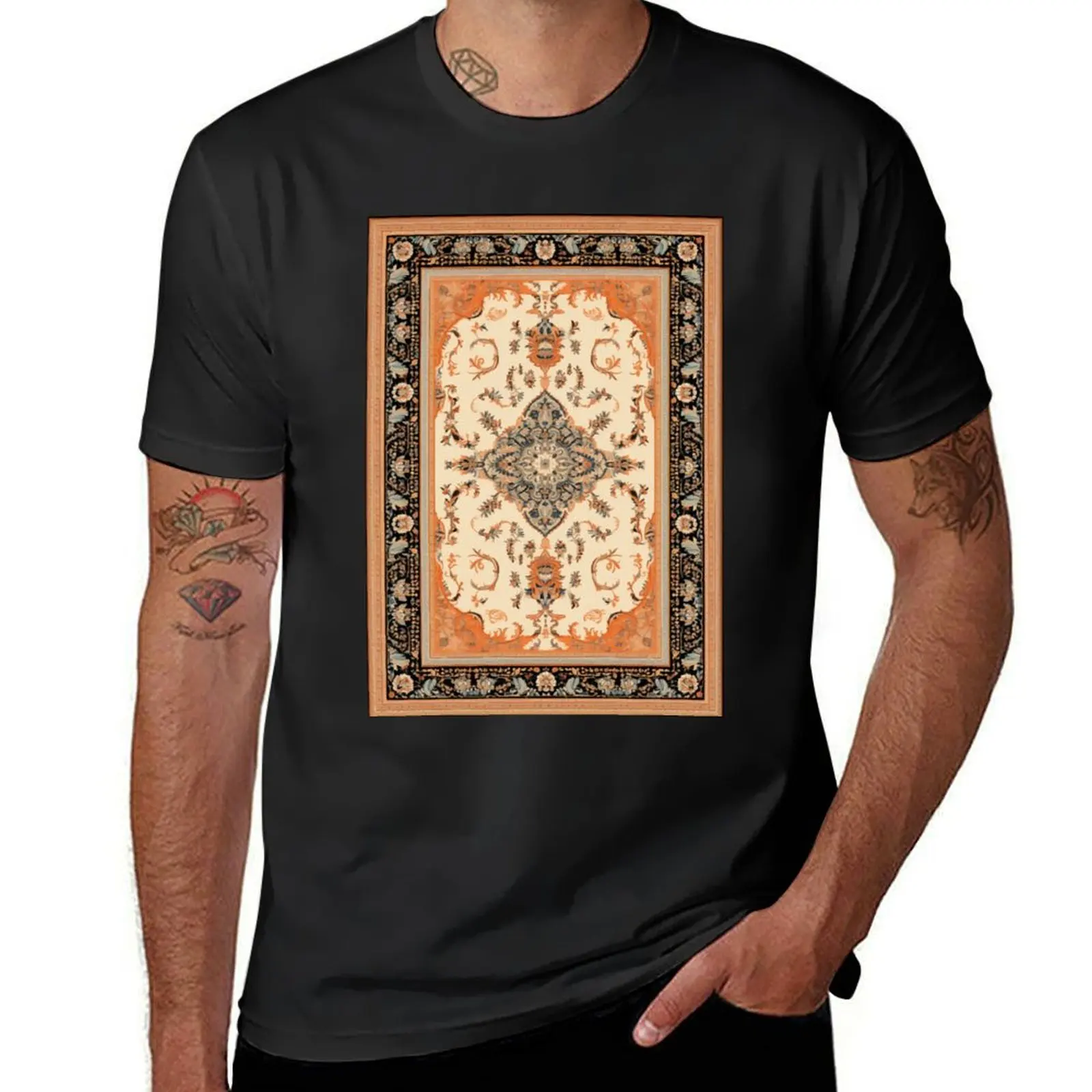 Isfahan Antique Central Persian Rug T-Shirt Aesthetic clothing boys whites Short sleeve tee clothes for men