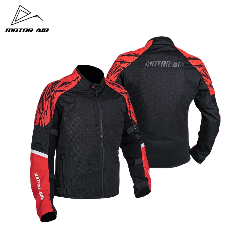 2026 Black-red Motorcycle Jacket Men's Riding Clothing Spring&Summer Mesh Breathable With CE Protective Equipment Accessories