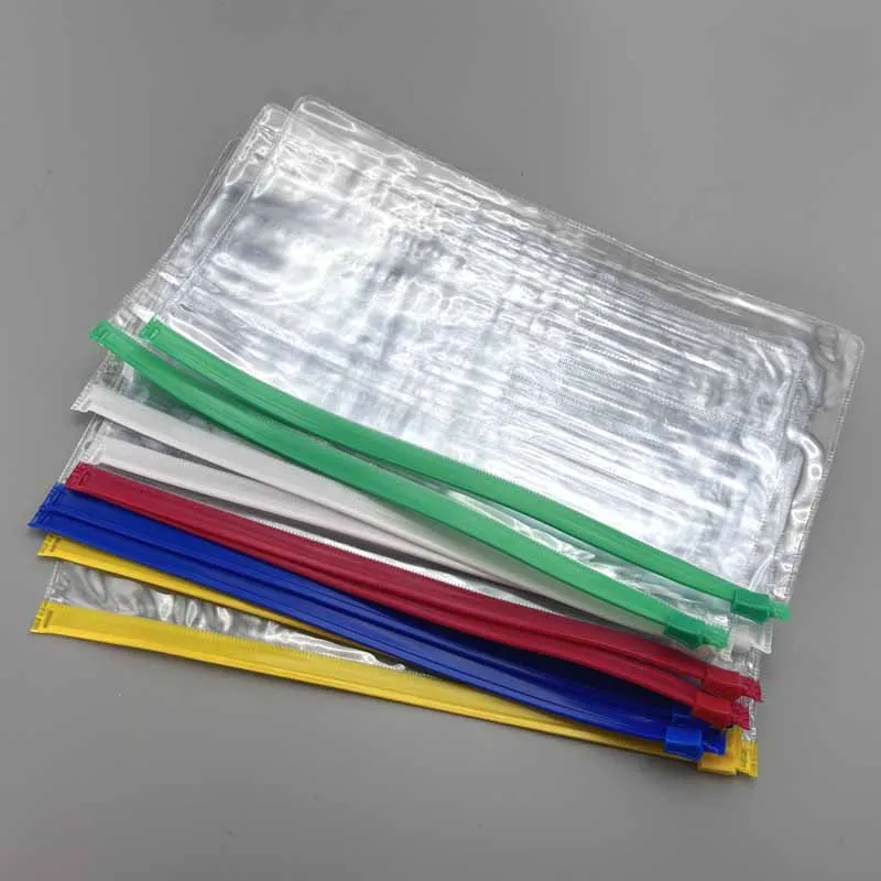 

14pcs Zipper Pouch Random Colors File Folders Waterproof Plastic Document Filing Bag School Office Supplies Document Bags