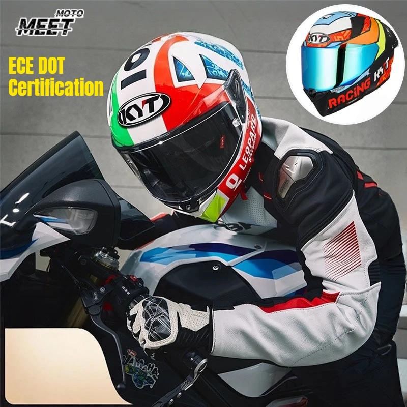 For KYT R2R Motorcycle Full Face Helmet High Density with Lens Lock for BMW Track Racing Capacete DOT Certification Capacete