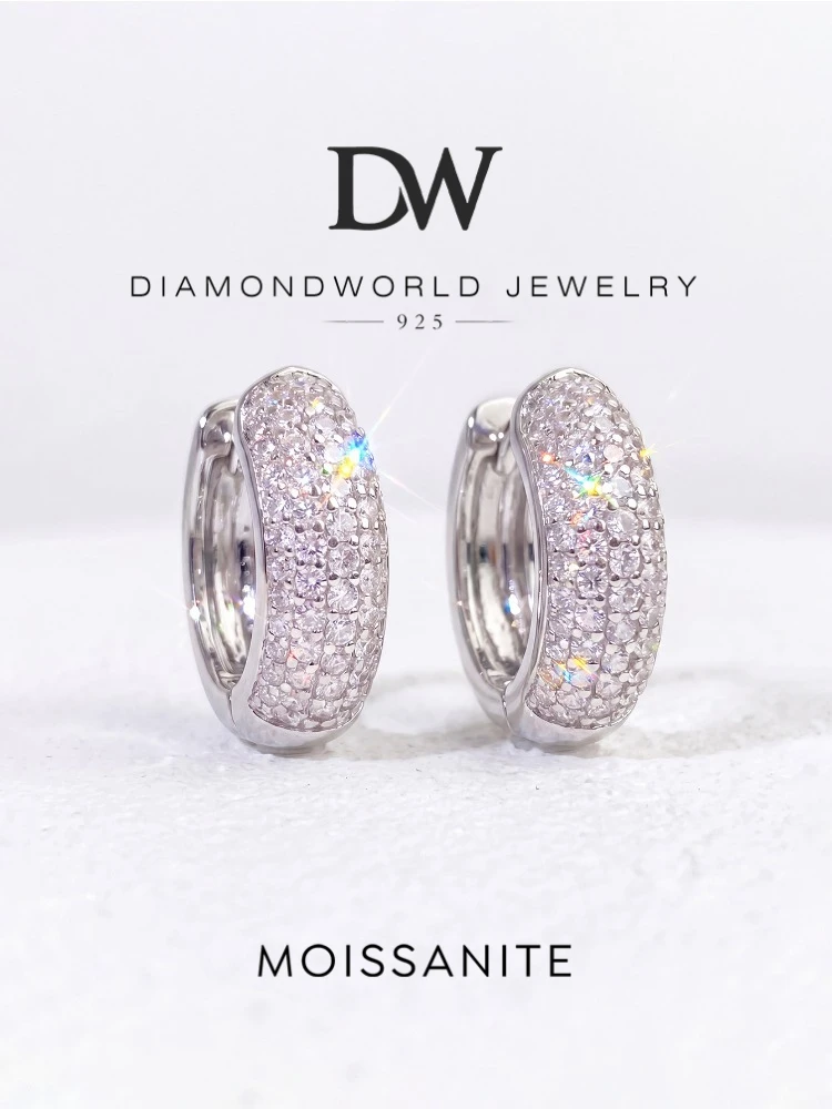 Full Moissanite Diamond Earrings For Women 925 Sterling Silver Anniversary Birthday Gift High Quality Fine Jewelry
