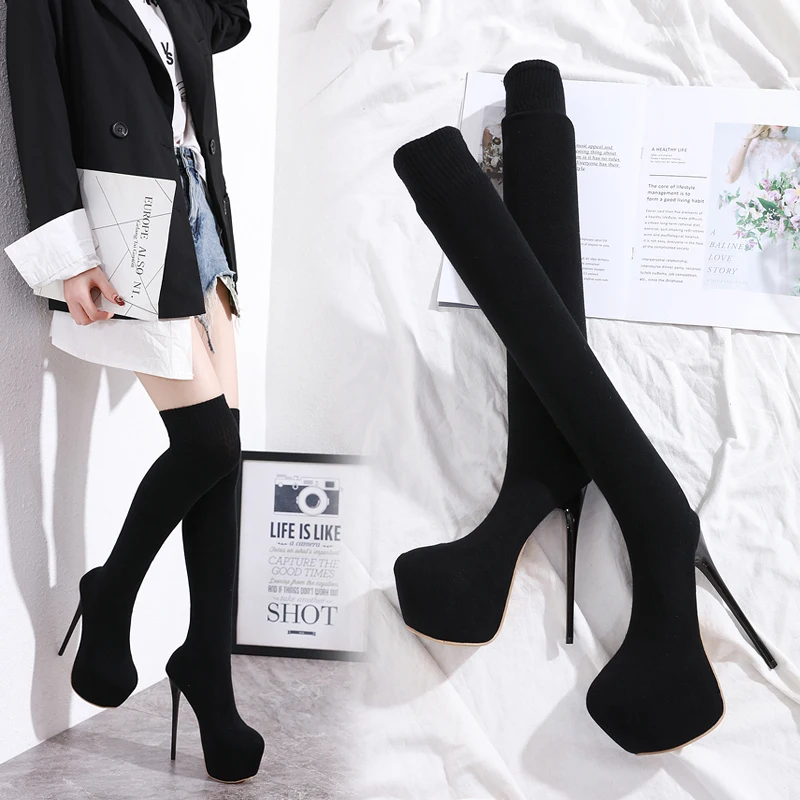 2024 New Fashion High Heel 16cm over the Knee Stockings Boots for Women