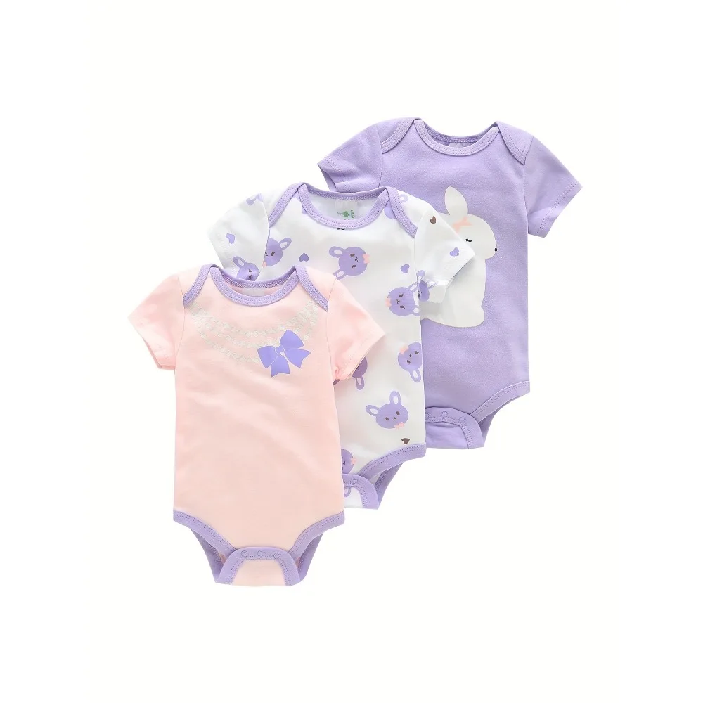 3PCS Infant Baby Cute Graphic One-piece Clothes For Boys And Girls, Newborn Pure Cotton Summer Romper newborn clothes