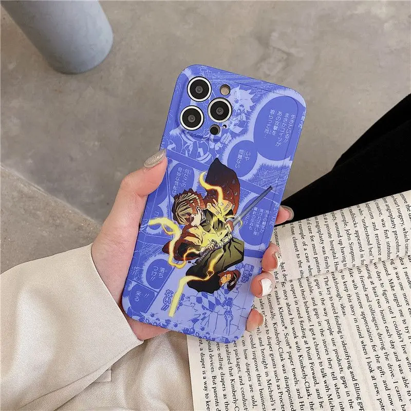 Japan Anime Demon Slayer Case for IPhone 11 12 13 14 Pro Max 14 Plus X XR XS Side package Phone Case Kimetsu No Yaiba TPU Cover