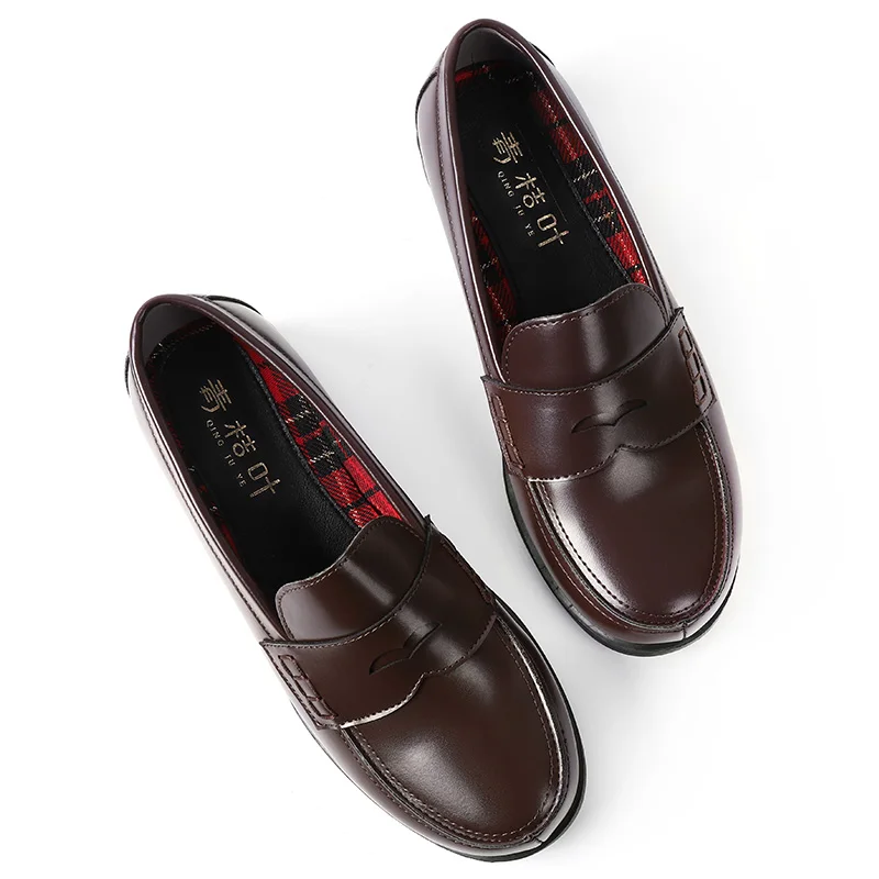 Fulujiacos Anime Japan Style Student Lolita Girl JK Shoes Women Block Heels PU Leather Loafers Casual Shoes