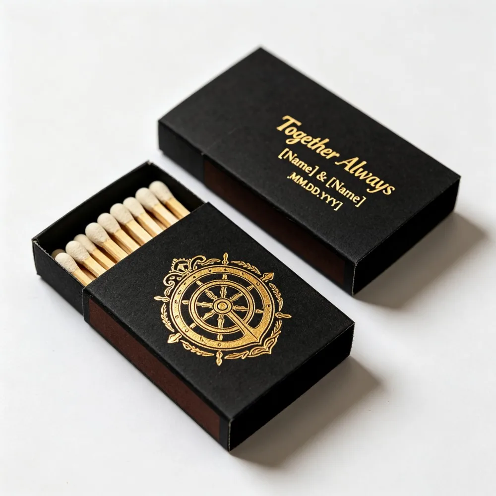 50Pcs Custom Blank Matchbox | Vintage Nautical Badge Box | Wedding Birthday Engagement Graduation  Anniversary Party Favors Gift