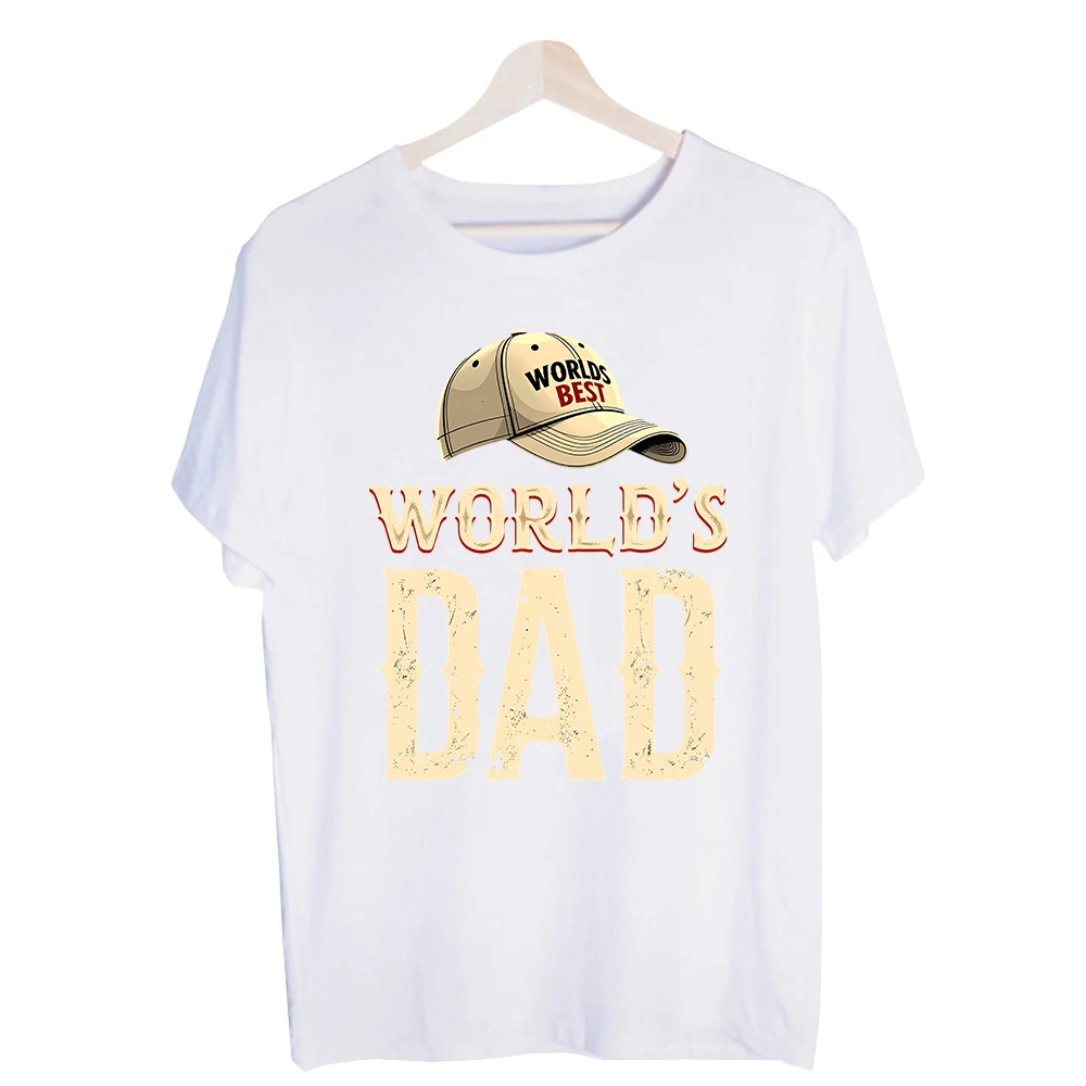 Men's World's Best Dad Typography Graphic Tee, Short Sleeve Crew Neck T-Shirt for Father's Day and Casual Daily Wear